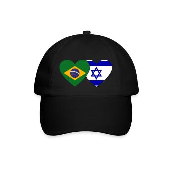 Brasilien Israel Herz Flagge - Baseballkappe - Schwarz/Schwarz - Vorne