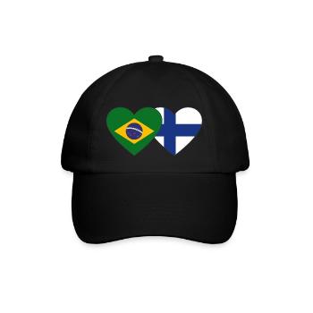 Brazil Finland Flag Heart - Baseball Cap - black/black - Front