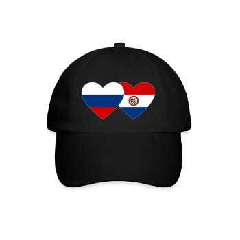 Russia Paraguay Heart Flag - Baseball Cap - black/black - Front