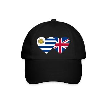 Uruguay England Heart Flag - Baseball Cap - black/black - Front