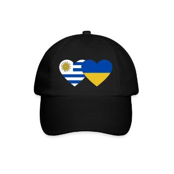 Uruguay Ukraine Heart Flag - Baseball Cap - black/black - Front
