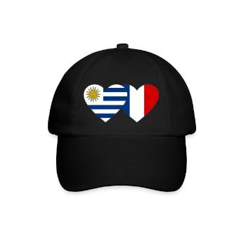 Uruguay France Heart Flag - Baseball Cap - black/black - Front