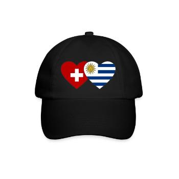 Switzerland Uruguay Flag Heart - Baseball Cap - black/black - Front
