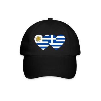 Uruguay Greece Heart Flag - Baseball Cap - black/black - Front
