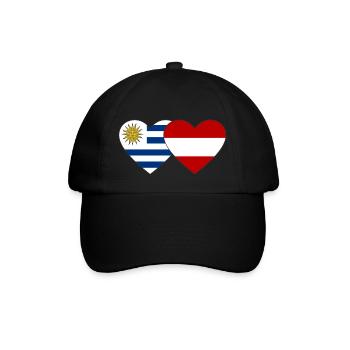 Uruguay Austria Heart Flag - Baseball Cap - black/black - Front