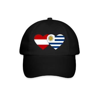 Austria Uruguay Heart Flag - Baseball Cap - black/black - Front