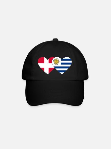Dänemark Uruguay Herz Flagge - Baseballkappe - Schwarz/Schwarz