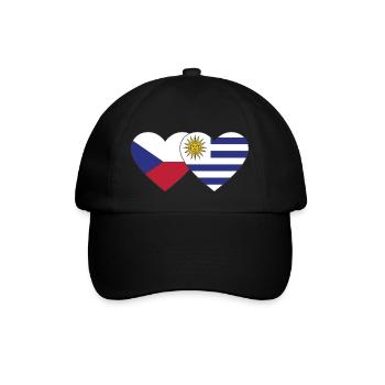 Czech Republic Uruguay Heart Flag - Baseball Cap - black/black - Front