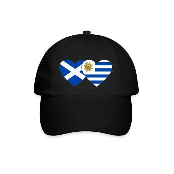 Schottland Uruguay Herz Flagge - Baseballkappe - Schwarz/Schwarz - Vorne
