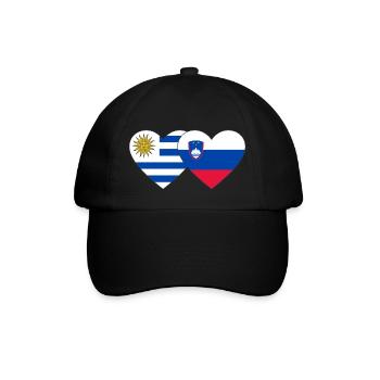 Uruguay Slovenia Heart Flag - Baseball Cap - black/black - Front