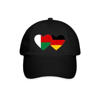 Madagaskar Deutschland Herz Flagge - Baseballkappe - Schwarz/Schwarz - Vorne