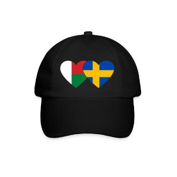 Madagascar Sweden Heart Flag - Baseball Cap - black/black - Front