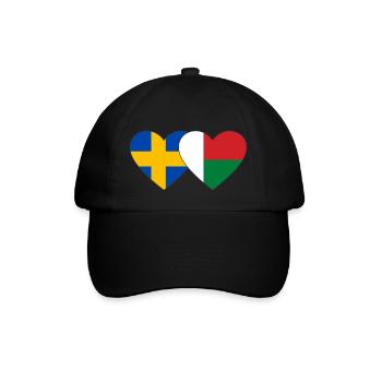 Schweden Madagaskar Herz Flagge - Baseballkappe - Schwarz/Schwarz - Vorne