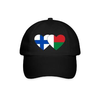 Finnland Madagaskar Herz Flagge - Baseballkappe - Schwarz/Schwarz - Vorne
