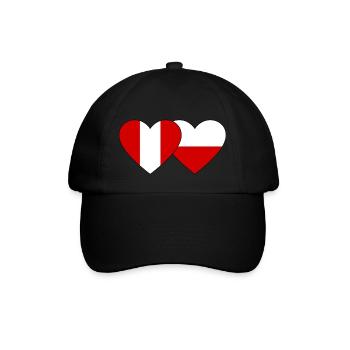 Peru Polen Herz Flagge - Baseballkappe - Schwarz/Schwarz - Vorne