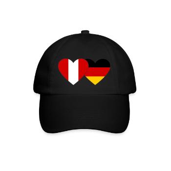 Peru Deutschland Herz Flagge - Baseballkappe - Schwarz/Schwarz - Vorne