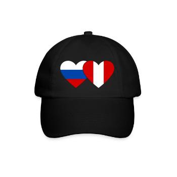 Russland Peru Herz Flagge - Baseballkappe - Schwarz/Schwarz - Vorne