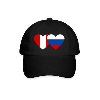 Peru Russia Heart Flag - Baseball Cap - black/black - Front
