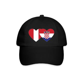 Pérou Croatie Drapeau du Cœur - Casquette classique - noir/noir - Devant