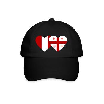 Pérou Géorgie Drapeau du cœur - Casquette classique - noir/noir - Devant
