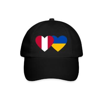 Peru Ukraine Herz Flagge - Baseballkappe - Schwarz/Schwarz - Vorne