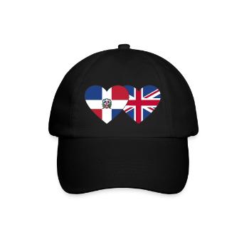 Dominikanische Republik England Flagge - Baseballkappe - Schwarz/Schwarz - Vorne