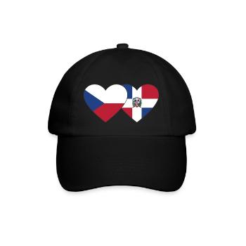 Czech Republic Dominican Republic Flag Heart - Baseball Cap - black/black - Front