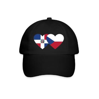Dominican Republic Czech Republic Flag Heart - Baseball Cap - black/black - Front