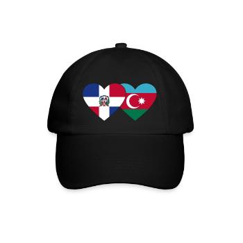 Dominikanische Republik Aserbaidschan Flagge Herz - Baseballkappe - Schwarz/Schwarz - Vorne