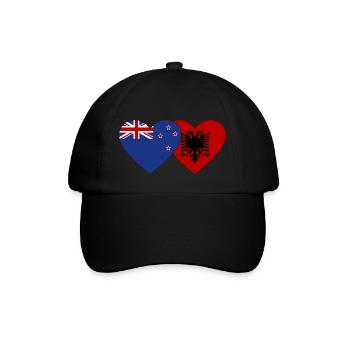 Neuseeland Albanien Flagge Herz - Baseballkappe - Schwarz/Schwarz - Vorne