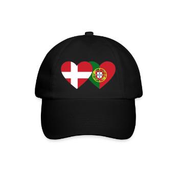Denmark Portugal Flag Heart - Baseball Cap - black/black - Front