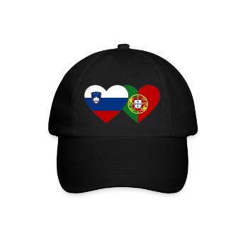 Slowenien Portugal Flagge Herz - Baseballkappe - Schwarz/Schwarz - Vorne