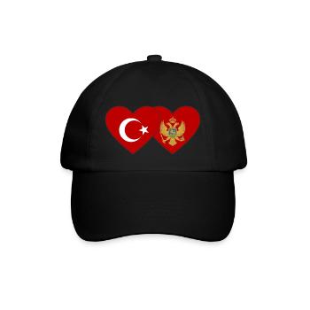 Türkei Montenegro Flagge - Baseballkappe - Schwarz/Schwarz - Vorne