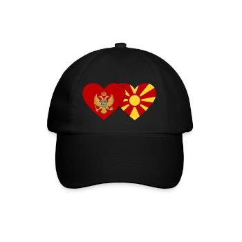 Montenegro Makedonien Flagge - Baseballkappe - Schwarz/Schwarz - Vorne