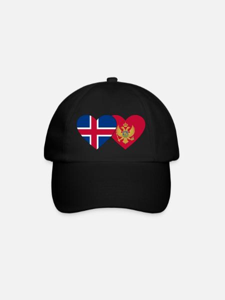 Island Montenegro Flagge - Baseballkappe - Schwarz/Schwarz