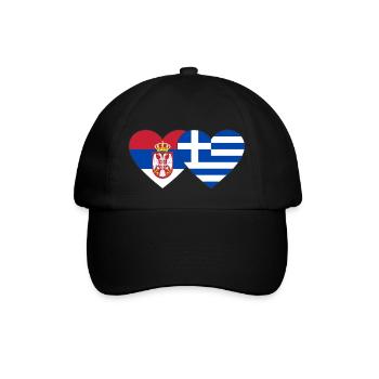 Serbien Griechenland Flagge Herz - Baseballkappe - Schwarz/Schwarz - Vorne