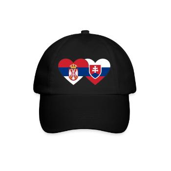 Serbia Slovakia Heart Flag - Baseball Cap - black/black - Front