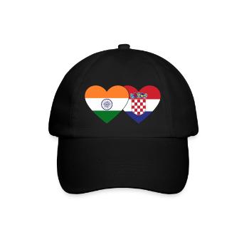 Indien Kroatien Flagge Herz - Baseballkappe - Schwarz/Schwarz - Vorne