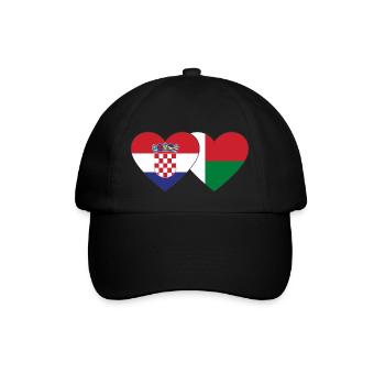 Croatia Madagascar flag heart - Baseball Cap - black/black - Front