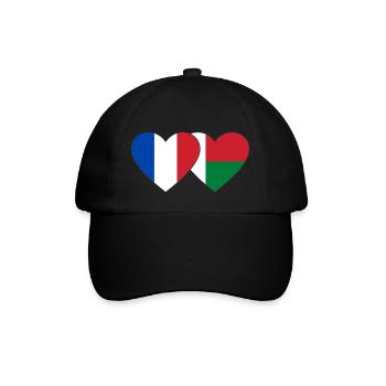 France Madagascar flag heart - Baseball Cap - black/black - Front