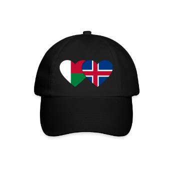 Madagascar Iceland Flag Heart - Baseball Cap - black/black - Front