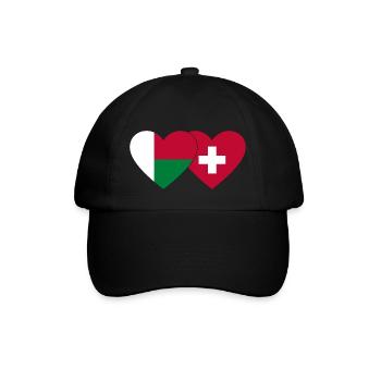 Madagascar Switzerland Flag Heart - Baseball Cap - black/black - Front
