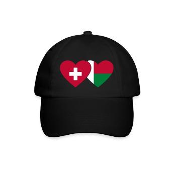 Switzerland Madagascar Flag Heart - Baseball Cap - black/black - Front