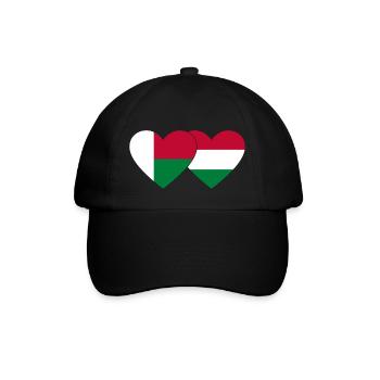 Madagascar Hungary Flag Heart - Baseball Cap - black/black - Front