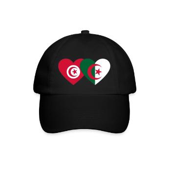 Tunisia Algeria Flag Heart - Baseball Cap - black/black - Front