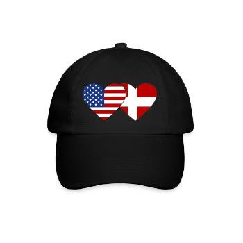 USA Denmark Flag Heart - Baseball Cap - black/black - Front