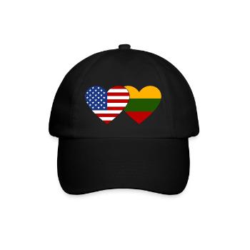 USA Litauen Flagge Herz - Baseballkappe - Schwarz/Schwarz - Vorne