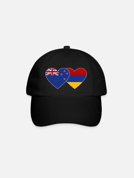 Neuseeland Armenien Flagge Herz - Baseballkappe - Schwarz/Schwarz