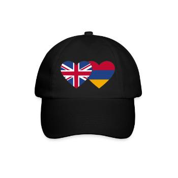 England Armenia Flag Heart - Baseball Cap - black/black - Front