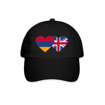 Armenia England Flag Heart - Baseball Cap - black/black - Front